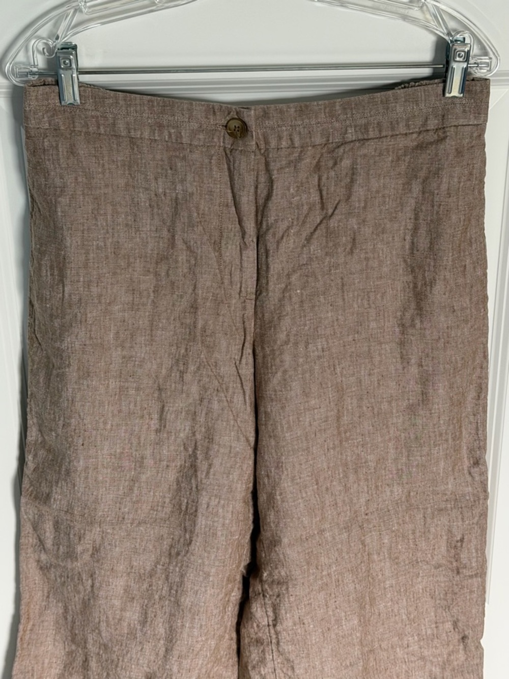 J. Jill Women's Taupe Linen Elastic Waist Wide-Leg Pants Size Large 54822 - Picture 3 of 10